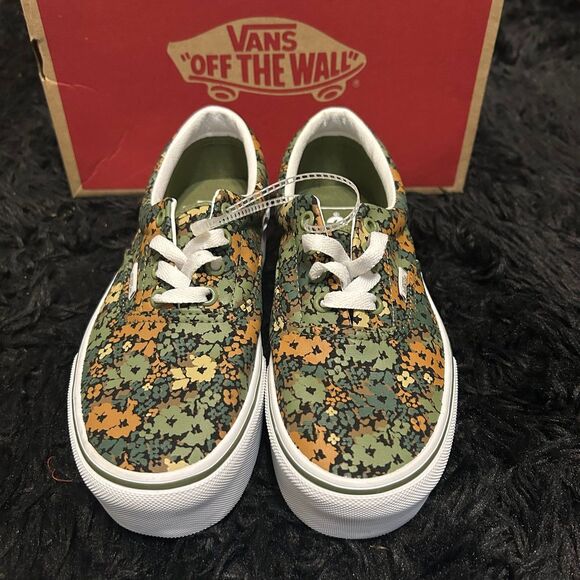 VANS Era Stackform green floral print lace up platform shoes sneakers women’s 7 - Picture 2 of 8